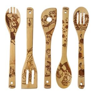 Beauty and the Beast Burned Wooden Spoons Set of 5